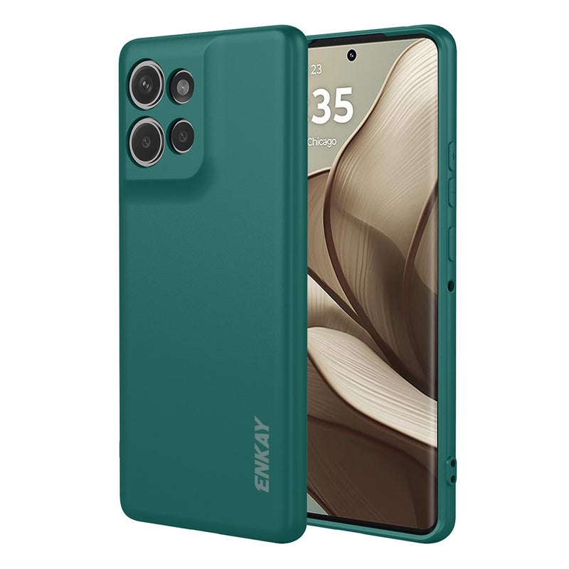 ENKAY For Motorola Edge 50 5G Liquid Silicone Soft Shockproof Phone Case(Dark Green) - Image 1