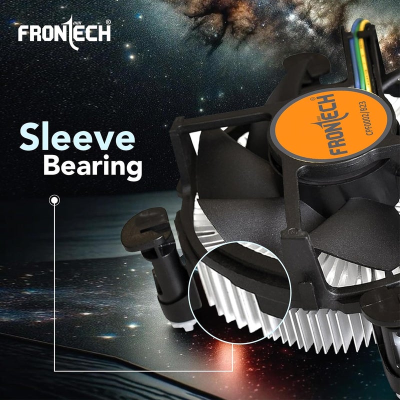 FRONTECH 775/1155 CPU Cooling Fan with Universal Socket & Heat Sink for Better Air Circulation, Super Silent, De-Vibrating, HS Sunflower Design, (CPF-0002, Black) - Image 5