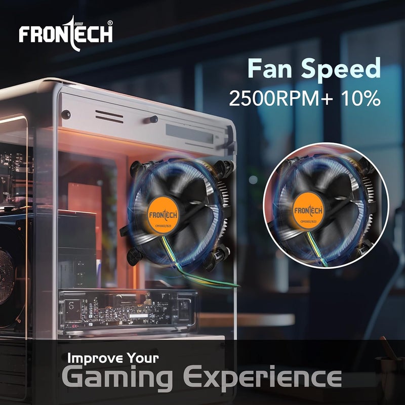 FRONTECH 775/1155 CPU Cooling Fan with Universal Socket & Heat Sink for Better Air Circulation, Super Silent, De-Vibrating, HS Sunflower Design, (CPF-0002, Black) - Image 2