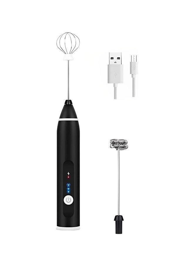 ماركة غير محددة مضارب البيض من LATT-LIV - خلاط حليب قابل لإعادة الشحن عبر USB، خلاط كهربائي محمول، صانع رغوة، خفاقة مقاومة للصدأ، 3 سرعات للقهوة (أسود)  - Image 1