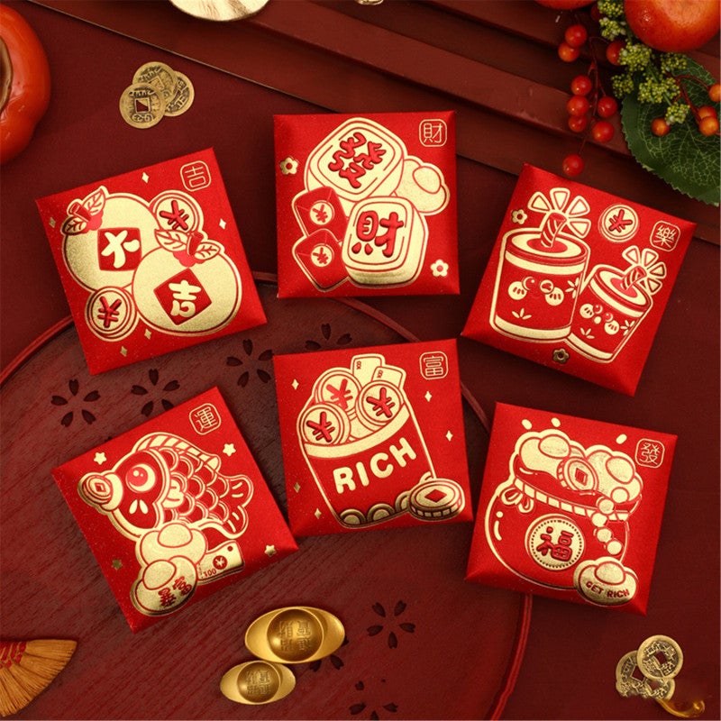 Red Envelopes 2025 Year Of The Snake Thick Pearlite Paper Hot Stamped - Vibrant Auspicious Red Bags for Chinese New Year Weddings Birthdays - Image 1
