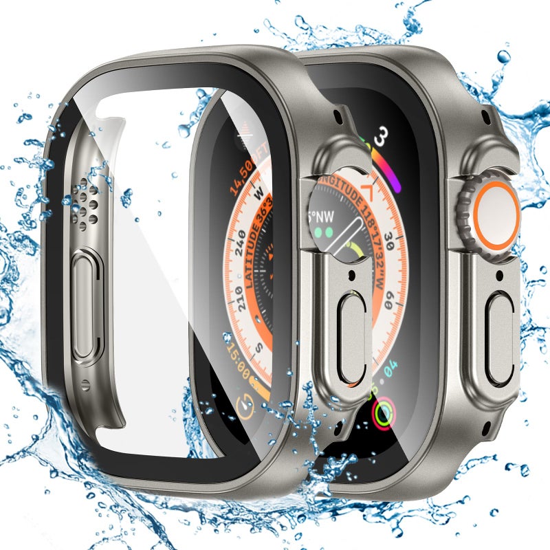 Tensea for Waterproof Apple Watch Screen Protector Case Ultra 3/Ultra 2/Ultra 49mm Accessories, iWatch Protective Face Cover with Tempered Glass Film Women Men, Bumper Case for iPhone Watch 49 mm - Image 1