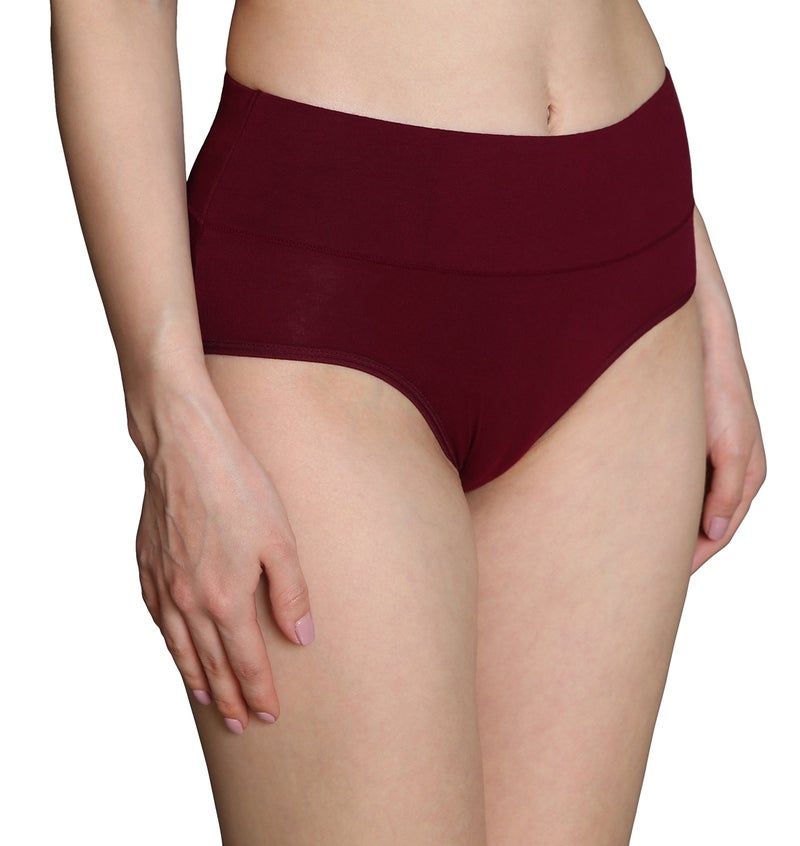 INNERSY Women's 5 Pack High Waist Solid Color Cotton Briefs Tummy Control Panties(Love Yourself First) (Large, Style 8), Multicolor - Image 2