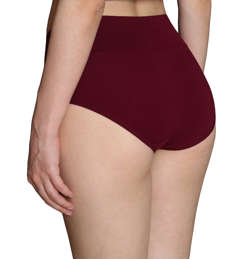 INNERSY Women's 5 Pack High Waist Solid Color Cotton Briefs Tummy Control Panties(Love Yourself First) (Large, Style 8), Multicolor - Image 3