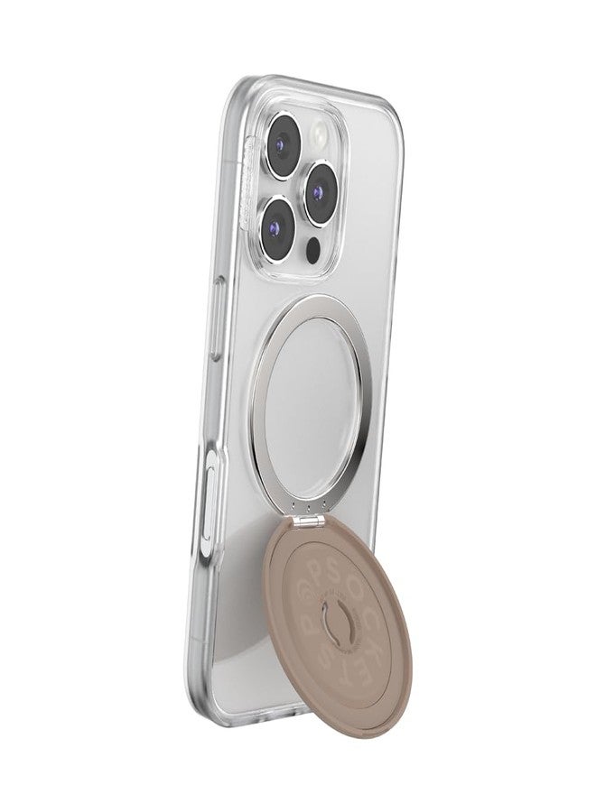 بوب سوكيتس حامل هاتف PopSockets قابل للطي لتقنية MagSafe، مزود بحامل مدمج، وحامل قابل للتعديل لوضعية التصوير الرأسية أو الأفقية، ومتوافق مع الشحن اللاسلكي - لاتيه - Image 1