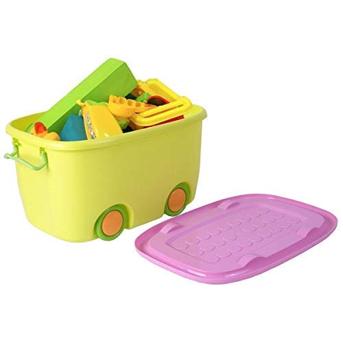 STAR WORK STAR WORK Toy Chest Large Plastic Stackable Organizer Storage Box Container Bin with Lid and Wheels for Kids Toys Clothes Colour May Vary Oval  - Image 3