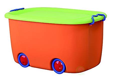STAR WORK STAR WORK Toy Chest Large Plastic Stackable Organizer Storage Box Container Bin with Lid and Wheels for Kids Toys Clothes Colour May Vary Oval  - Image 2
