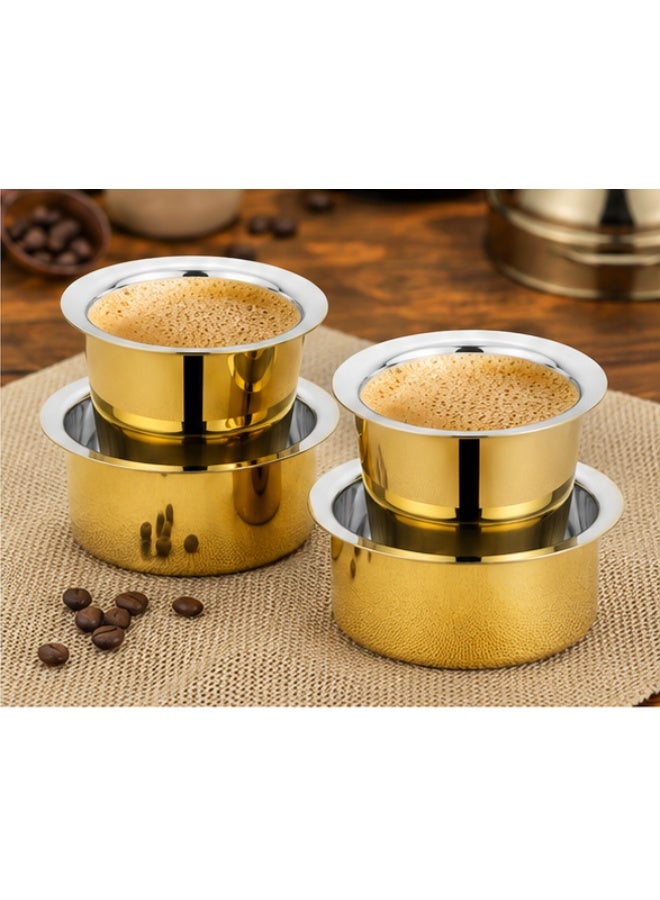 Prabha Stainless Steel Coffee/Tea Dabra, Golden Coating, Kitchen Coffee/Tea Cup, Serve with Love, Circular Shape, Stay Cool Surface - Image 2