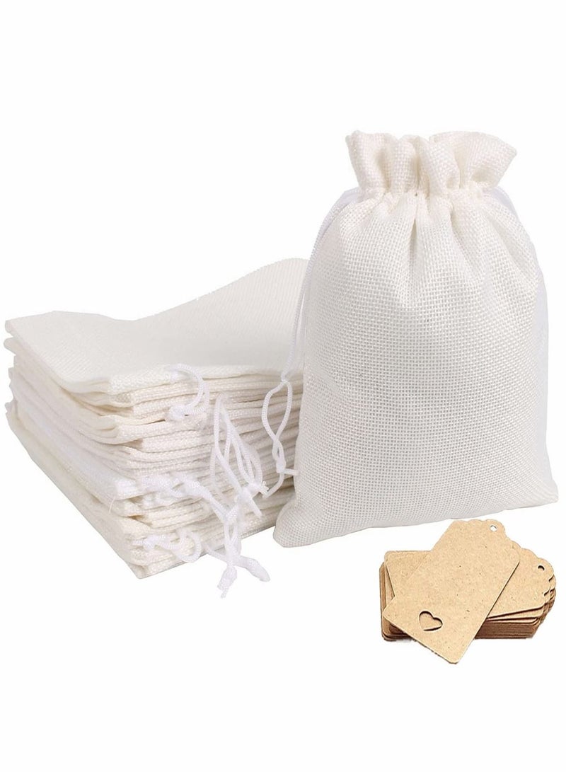 HomarKet 15 Pcs Gift Bags of Burlap and 15 Gift Tags with Drawstring Best for Wedding Ramadan Eid Treats or Goodie Giveaways  - Image 1