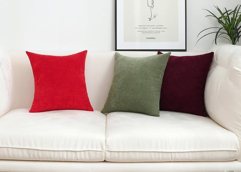 Jeneoo Decorative Hunter Green Christmas Throw Pillow Covers Rustic Farmhouse Super Soft Square Chenille Comfy Solid Cushion Couch Cases for Sofa Bedroom Chair (Set of 2, 20 x 20 Inches) - Image 5