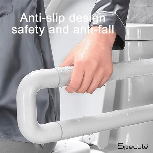 Specule Wall Mounted Flip up Stainless Steel 304 Grab Bar Rails with Anti-Slip Nylon Grip - 17 inches | Toilet Handrails Bathroom Safety Bar for The Elderly, Pregnant Women and Handicap - Image 4