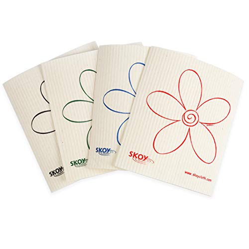 Skoy Cloth, 4-pack Versatile Swedish Dishcloths for Kitchen and Household Use, Reusable Cleaning Cloths, Planet-Friendly, Dishwasher and Dryer-Safe, White - Image 1