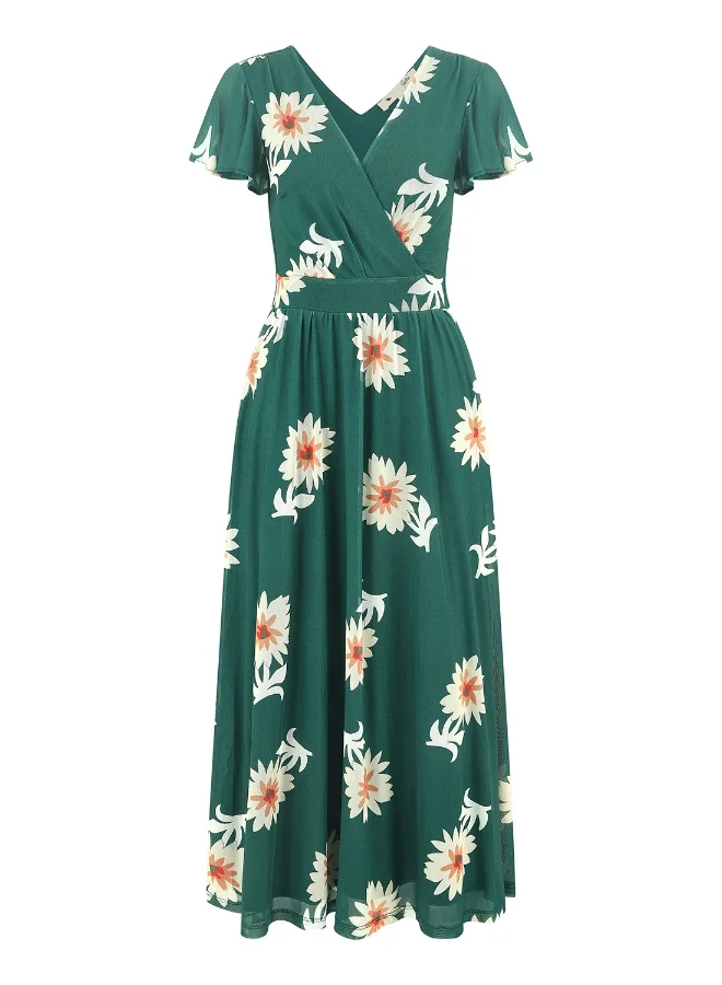 Yumi Floral Flutter Sleeve Dress