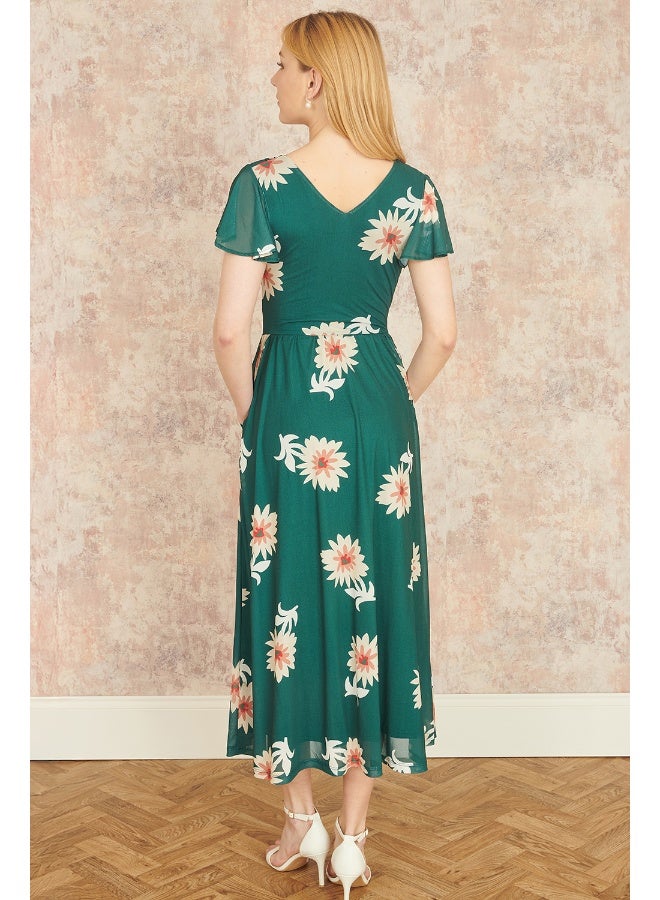 Yumi Floral Flutter Sleeve Dress  - Image 5
