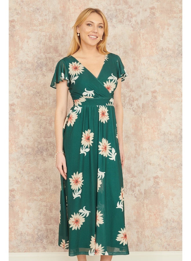 Yumi Floral Flutter Sleeve Dress  - Image 1