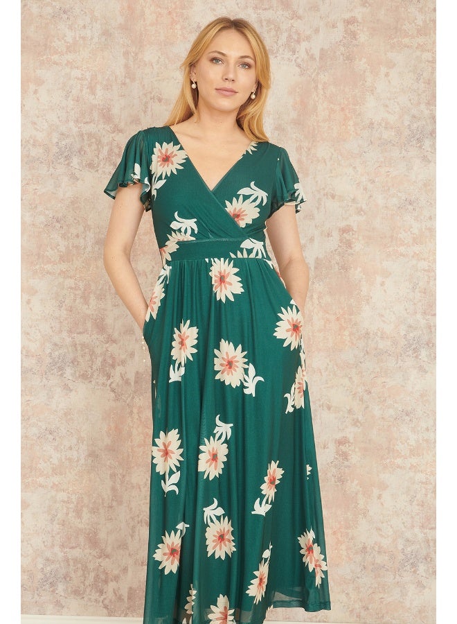 Yumi Floral Flutter Sleeve Dress  - Image 2