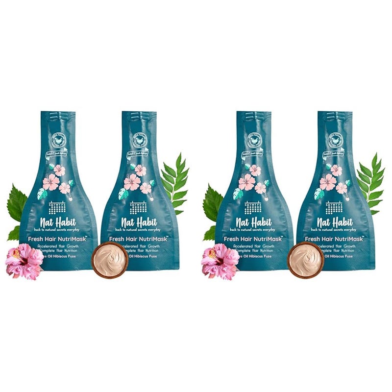 Nat Habit Five Oil Hibiscus NutrimaskHair Mask For Growth Conditioning Smoothening Strengthen Shine Suitable For All Hair Scalp Types Pack Of 4 X 40 Grams