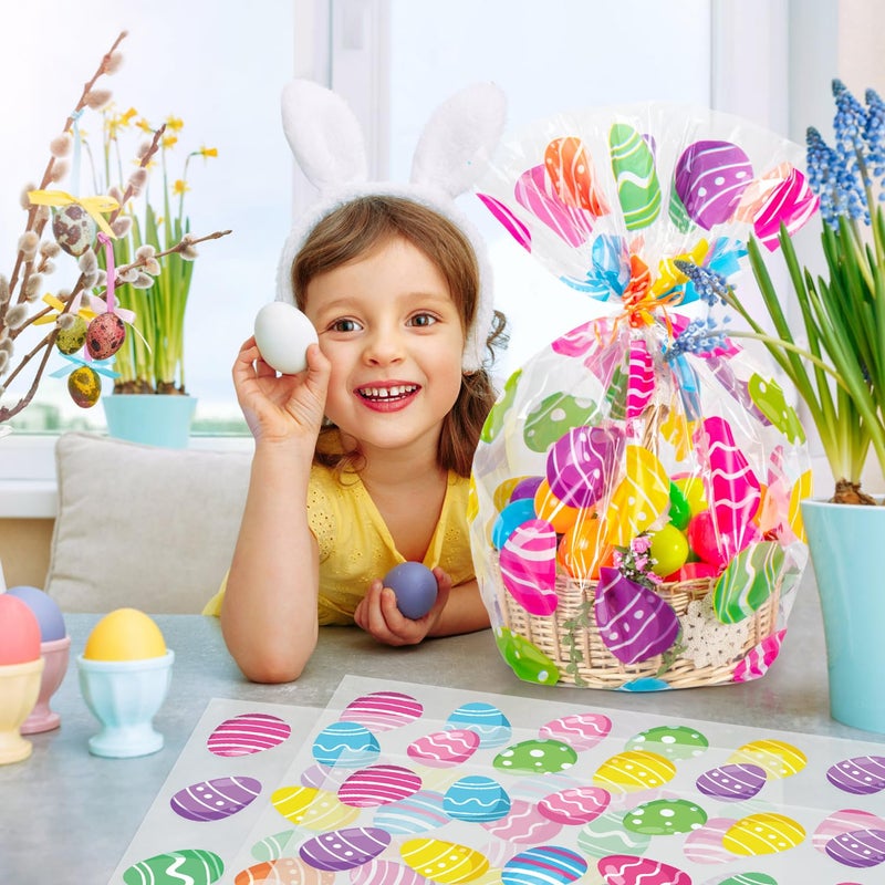 CUDICY Easter Bags 10pcs Large Cellophane Bags 24x30 Inch Cellophane Wrap for Gift Baskets Clear Plastic Gift Wrapping - Image 2