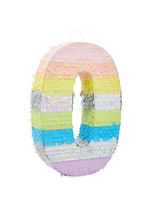 Blue Panda - Large Number 0 Pinata For Girl Birthday Party Decorations Rainbow Pastel (21X14.4X4 In) - Image 1