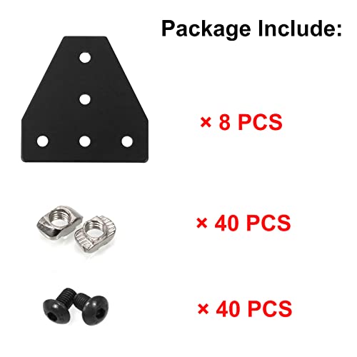 SeekLiny 2020 Aluminum Extrusion Connector Bracket Set Included 8PCS Joint Plates,1Pcs M3 Wrench,40Pcs M5 T-Slot Nuts and 40Pcs M5x8mm Hex Socket Cap Screw for 2020 Series Aluminum Profile 3D Printer - Image 3