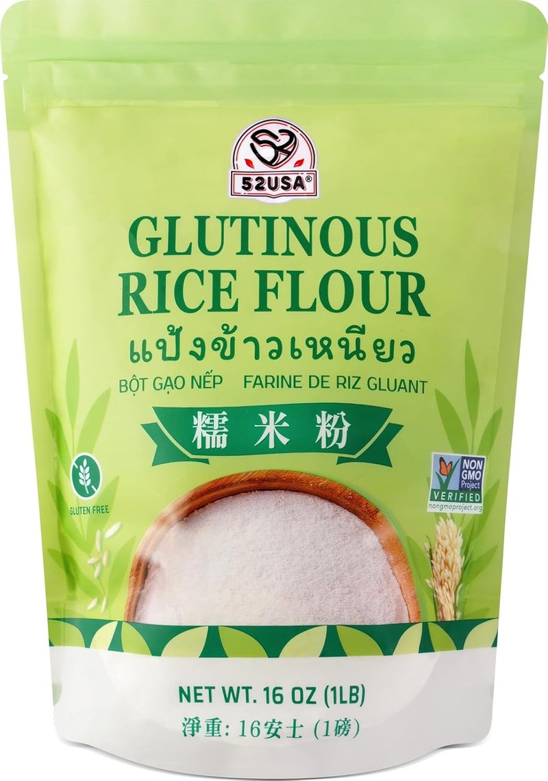 52USA Glutinous Rice Flour - 16 Ounce (1 Pound) - All Natural, Gluten-Free Rice Flour for Baking and Cooking - Image 1