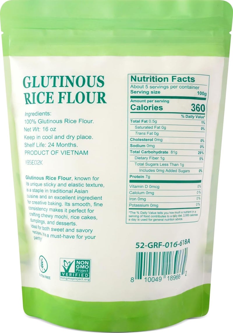 52USA Glutinous Rice Flour - 16 Ounce (1 Pound) - All Natural, Gluten-Free Rice Flour for Baking and Cooking - Image 2