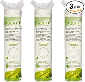 Masmi 3x80 Masmi Certified Organic Cosmetic Cotton Round Pads Hypoallergenic Chlorine Bleach Perfume Free - Image 1