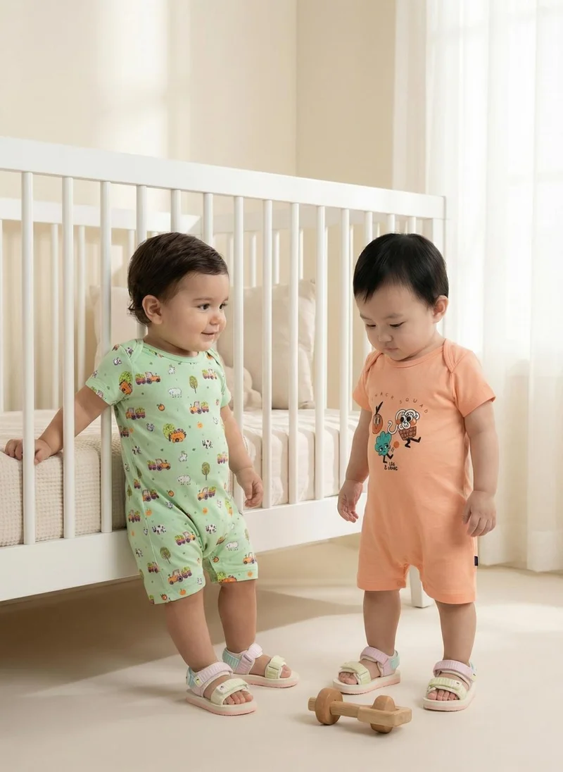 نوتيناتي Nautinati  Baby Boys' 100% Interlock Cotton Pack of 2 Tropical Print Rompers