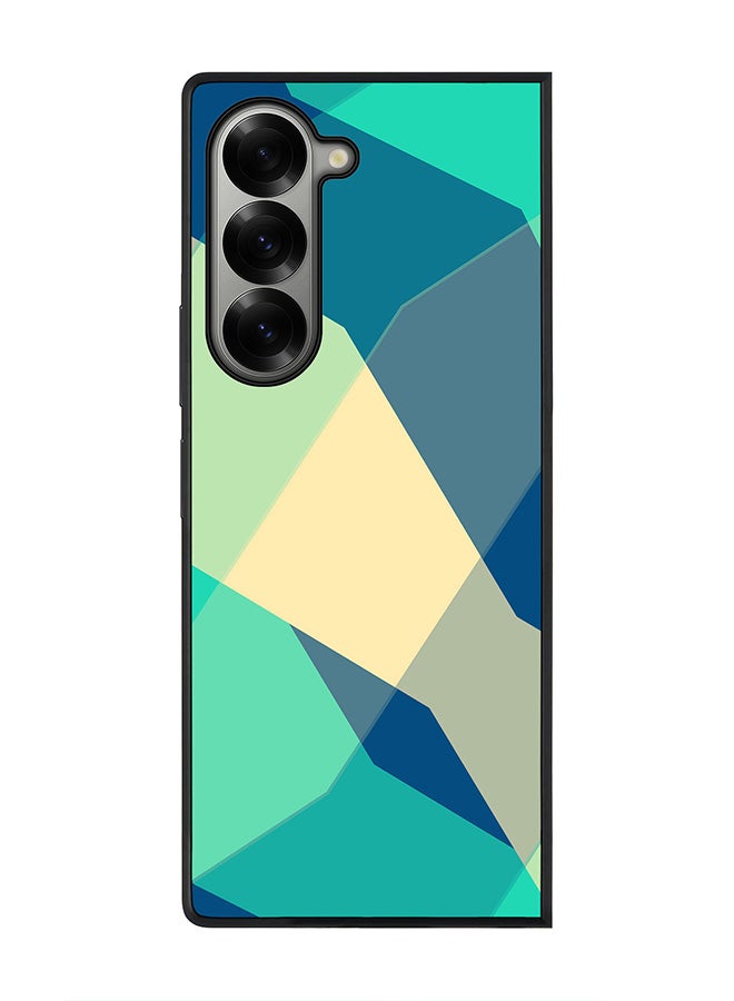 Stylizedd Rugged Black edge case for Samsung Galaxy Z Fold6, Slim fit Soft Case Flexible Rubber Edges Anti Drop TPU Gel Thin Cover -  Checkered Aqua - Image 1
