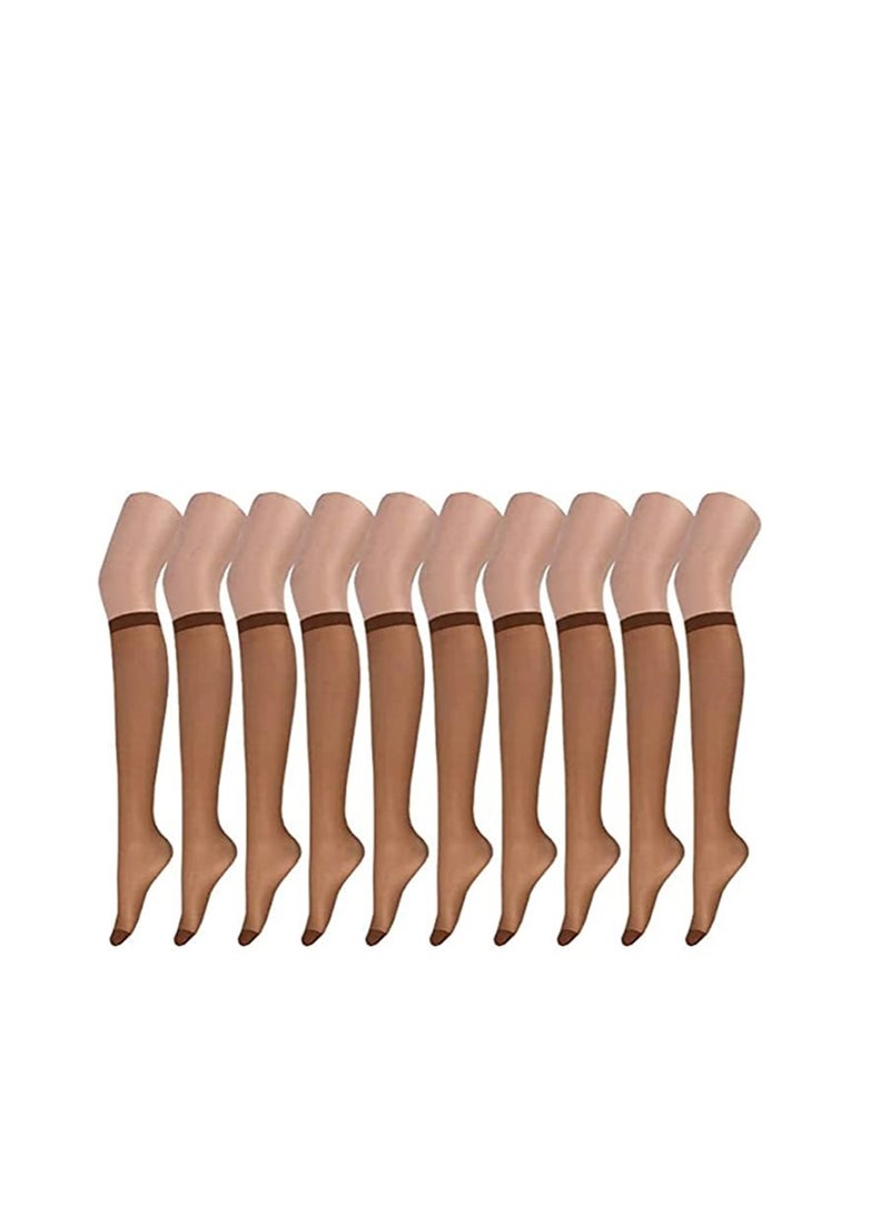 10 pairs of women's summer ultra-thin transparent high-elastic stockings, beige color, excellent product, easy to use 