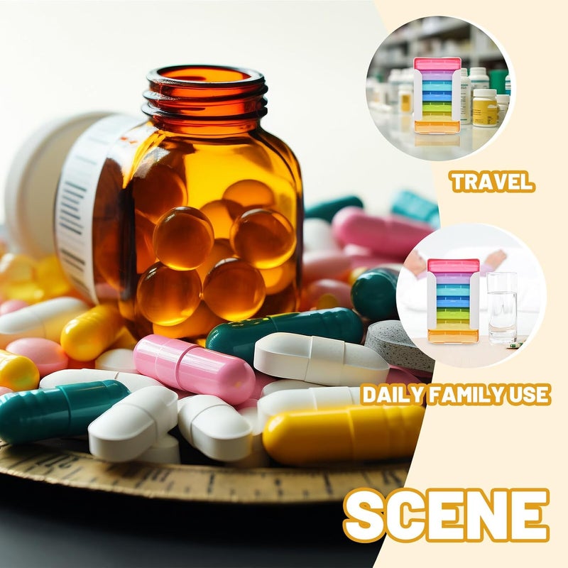 DOITOOL Portable Weekly Pill Organizer Dispenser 7-Day Medicine Case with 6 Large Compartments Travel Pill Box Organizer for Tablets and Supplements - Image 5