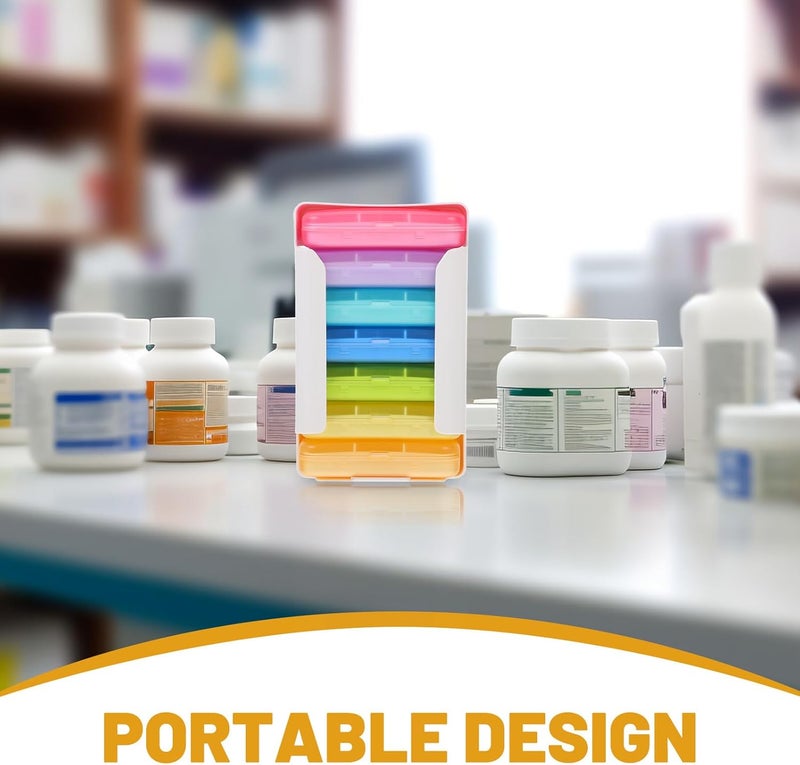 DOITOOL Portable Weekly Pill Organizer Dispenser 7-Day Medicine Case with 6 Large Compartments Travel Pill Box Organizer for Tablets and Supplements - Image 3