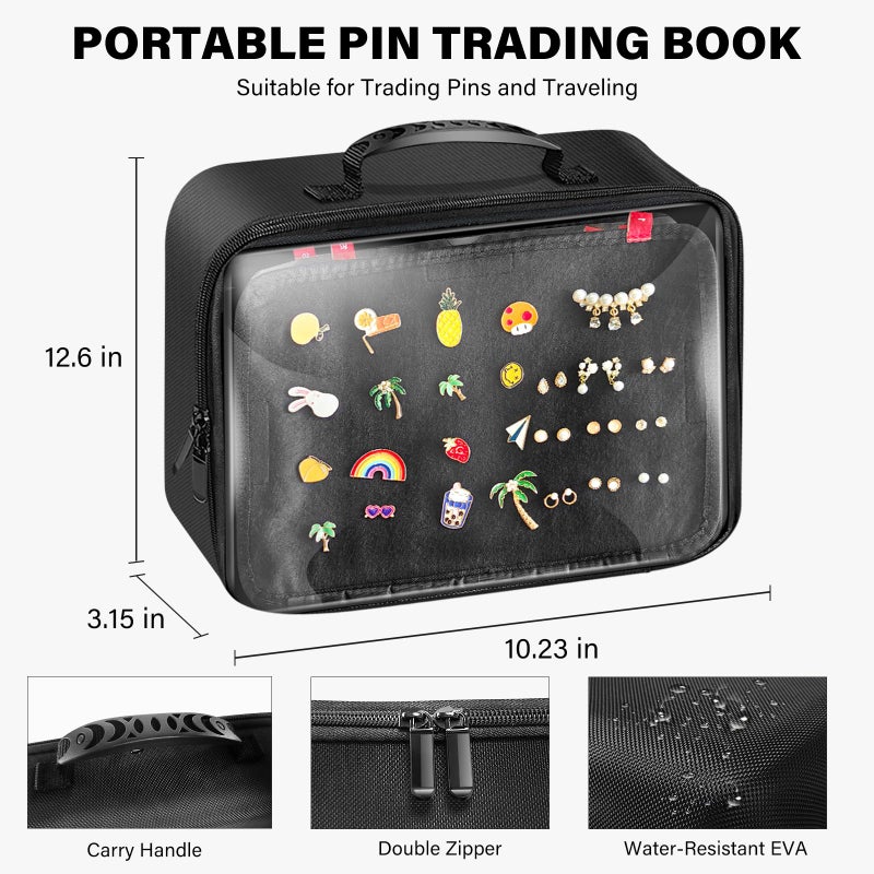 Dilobio Enamel Pin Display Bag EVA Hard Shell Pin Trading Book, 18 Page Collectible Pin Board, Pin Display Case for Collectors, Suitable for Storing Enamel Pins, Sports Pins, Earrings and Brooches - Image 5