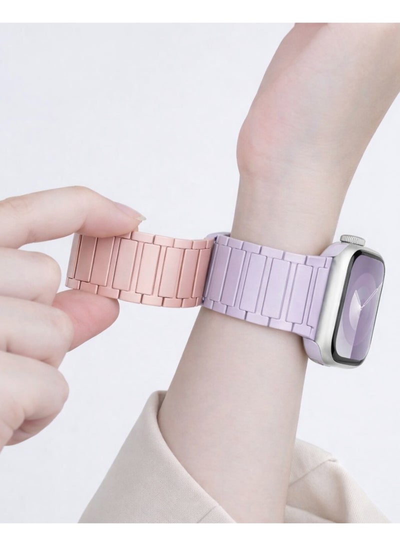 حزام سيليكون مغناطيسي متوافق مع Apple Watch مقاس 38/40/41 مم، حزام رياضي ناعم بديل بإغلاق مغناطيسي آمن لسلسلة 1–9 و SE - Image 3
