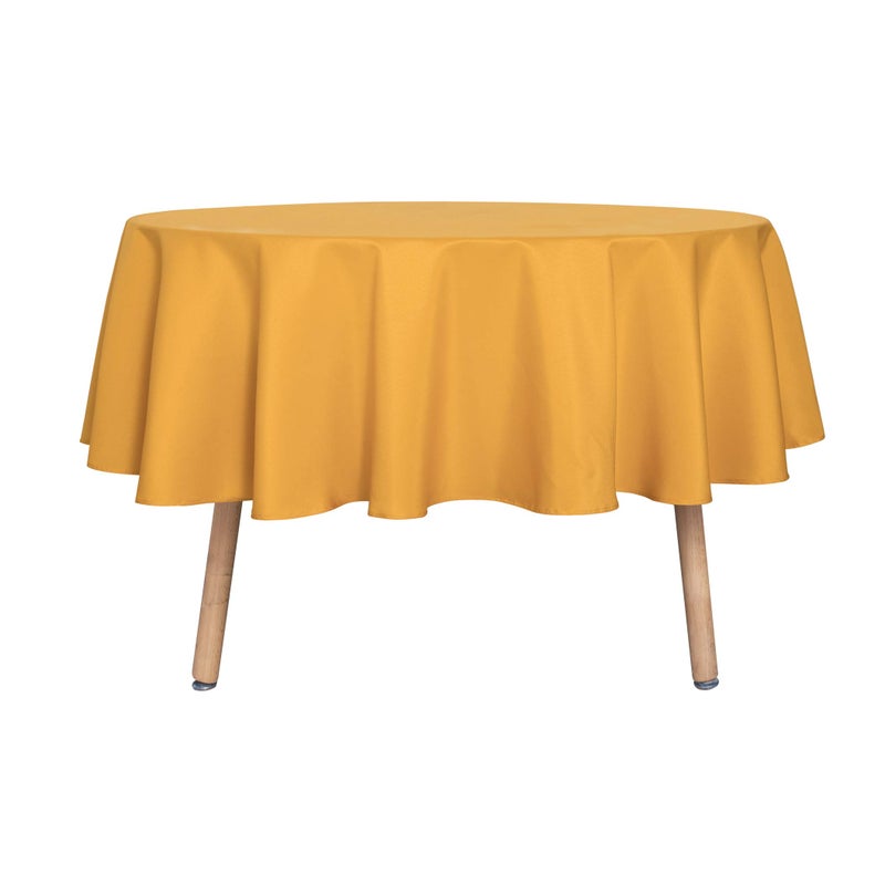 sancua Round Tablecloth  60 Inch  Water Resistant Spill Proof Washable Polyester Table Cloth Decorative Fabric Table Cover for Dining Tables Buffet Parties and Camping Gold