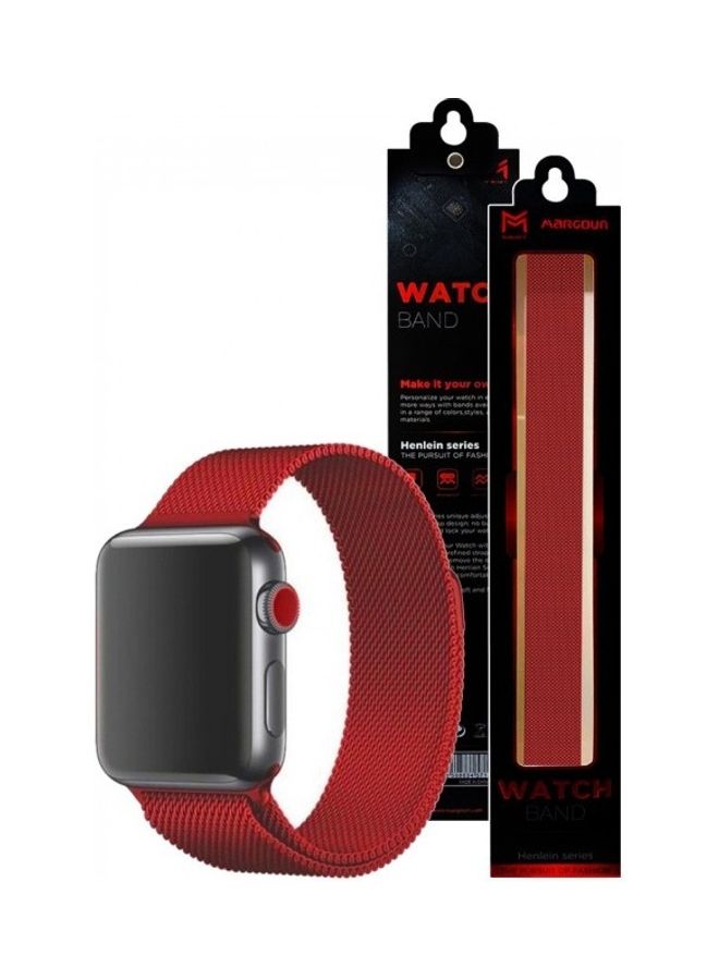 NIBEMINENT Stainless Steel Milanese Loop Mesh Band for Apple Watch 7/6/SE/5/4/3/2/1 42mm/44mm/45mm Red - Image 3