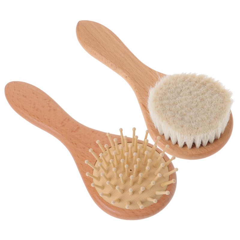 2 Pcs Soft Bristle Brush for Newborn Gentle Scalp Cleaning Portable Bathing Hair Brush - Image 2