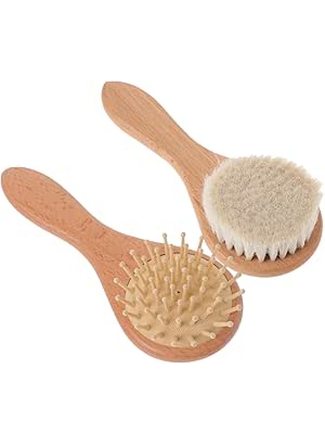2 Pcs Soft Bristle Brush for Newborn Gentle Scalp Cleaning Portable Bathing Hair Brush - Image 1