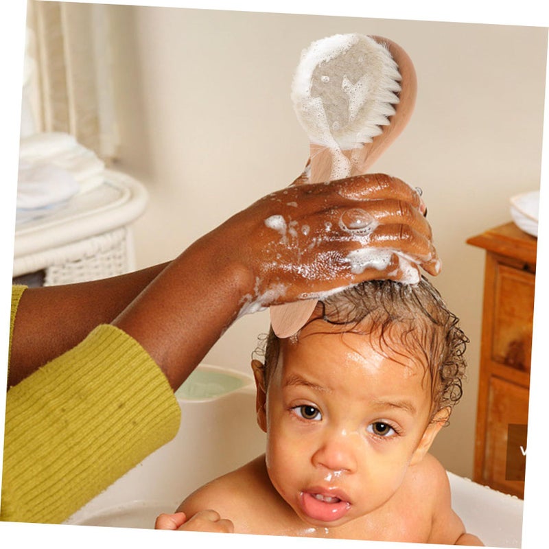 2 Pcs Soft Bristle Brush for Newborn Gentle Scalp Cleaning Portable Bathing Hair Brush - Image 5