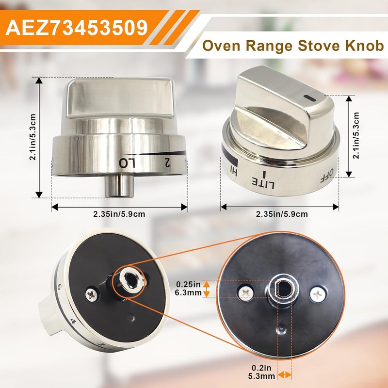 Azdele AEZ73453509 Stove knobs Replacements Fit for lg Gas Range/Oven LRG3036ST LRG3095ST LRG3091ST LRG3093ST LRG3035ST LDG3036ST,Replaces AEZ72909008 AP5669773 2347547 PS7321756 3 Ye-ars Warr-anty - Image 2