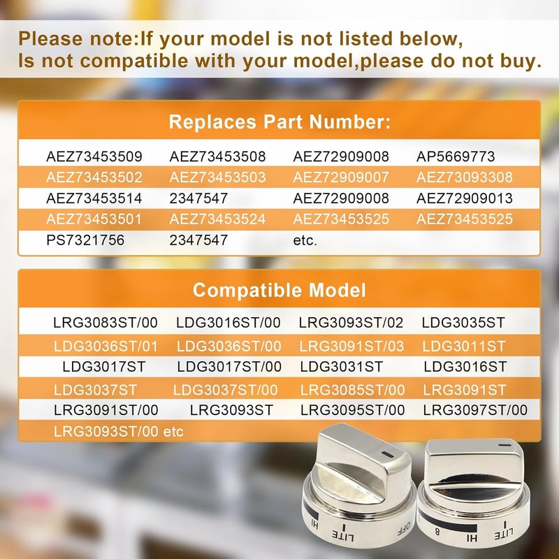 Azdele AEZ73453509 Stove knobs Replacements Fit for lg Gas Range/Oven LRG3036ST LRG3095ST LRG3091ST LRG3093ST LRG3035ST LDG3036ST,Replaces AEZ72909008 AP5669773 2347547 PS7321756 3 Ye-ars Warr-anty - Image 3