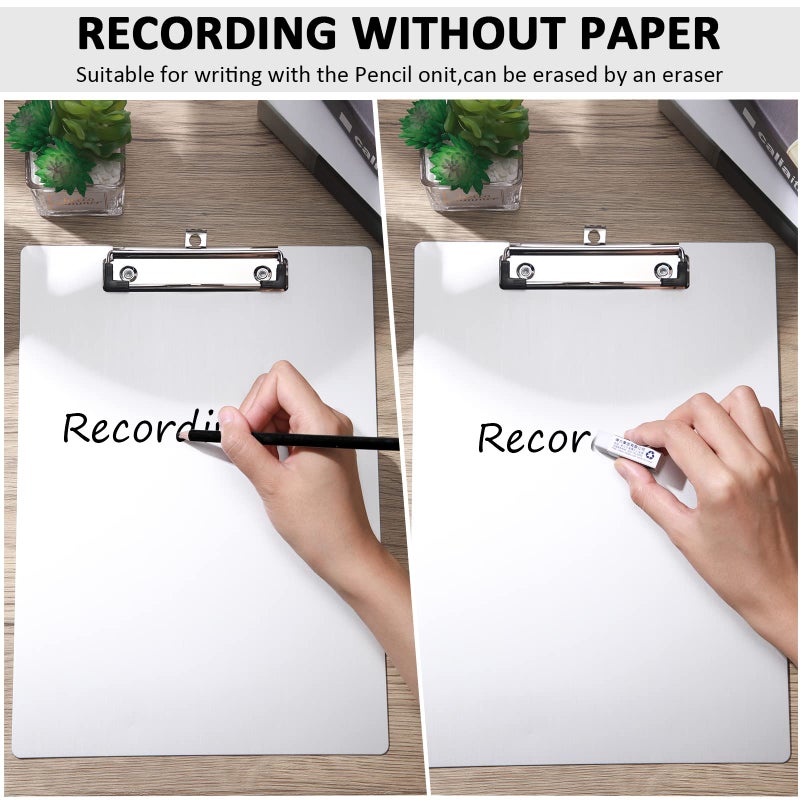 Epakh 4 Pieces Clipboard Bulks Metal Clipboard Aluminum Office Clipboard Low Profile Clip Standard A4 Letter Size Metal Clip Board, Size 12.5 x 9 Inch - Image 4