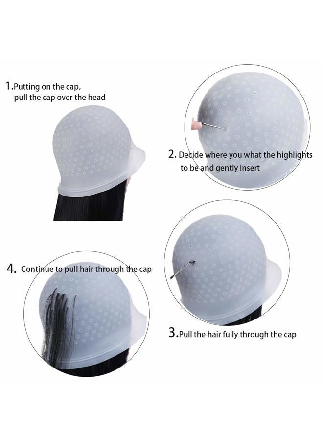 RJMBMUP Silicone Highlight Caps Set for Colour Hair 2 PCS Professional Reusable Highlighting Caps with Hooks & Salon Hairdressing Dyeing Staining Tools for Women Men - Image 3