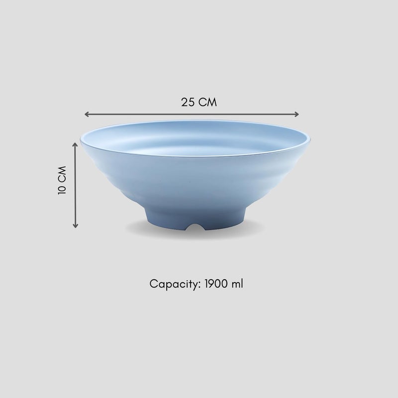 RoarCraft Wheat Straw Big Bowls Set Unbreakable Cereal Bowls Microwave and Dishwasher Safe Bowls BPA Free Soup Bowl for Serving Oatmeal and Salad Blue 25 x 10 CM Pack of 4 - Image 2