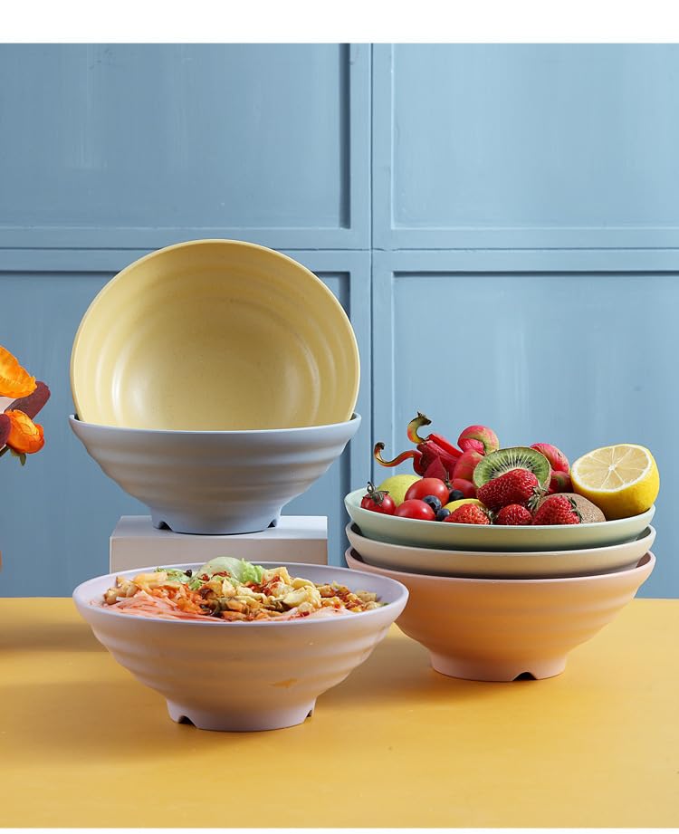 RoarCraft Wheat Straw Big Bowls Set Unbreakable Cereal Bowls Microwave and Dishwasher Safe Bowls BPA Free Soup Bowl for Serving Oatmeal and Salad Blue 25 x 10 CM Pack of 4 - Image 4
