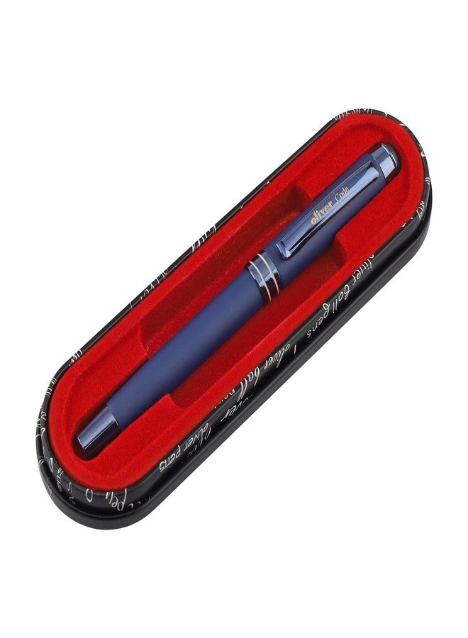 Oliver Code Matte Blueberry Fountain Pen with T Box – Full Brass Body, Blueberry Plated Trim, No.5 Iridium Tip - Image 5