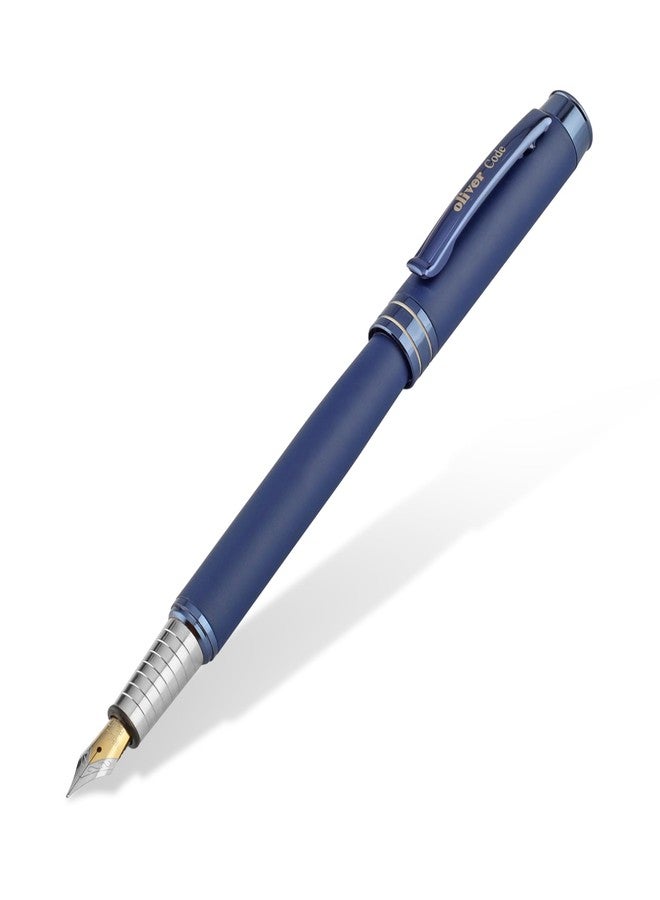 Oliver Code Matte Blueberry Fountain Pen with T Box – Full Brass Body, Blueberry Plated Trim, No.5 Iridium Tip - Image 2