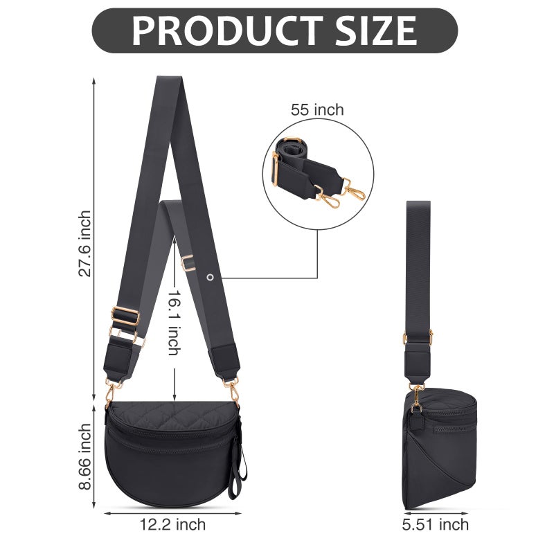 oscaurt Puffer Crossbody Bag Bum Bag for Women Spacious Cross Body Travel Purse Quilted Shoulder Handbag - Image 3