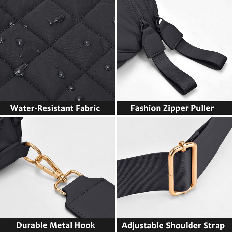 oscaurt Puffer Crossbody Bag Bum Bag for Women Spacious Cross Body Travel Purse Quilted Shoulder Handbag - Image 4