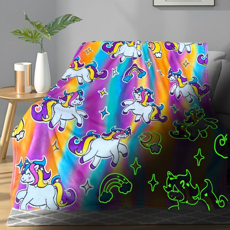 TEHALK Unicorn Glow in The Dark Blanket Unicorn Blanket for GirlsKids Unicorns Gifts for Girls Age 312 Toddler Blanket for Kids Soft Fleece Blanket Throw Birthday Gift 40x60 - Image 2